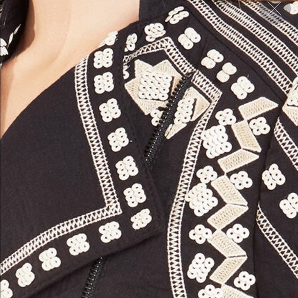 NWT BCBG Geometric Embroidered Moto Jacket - Picture 5 of 8